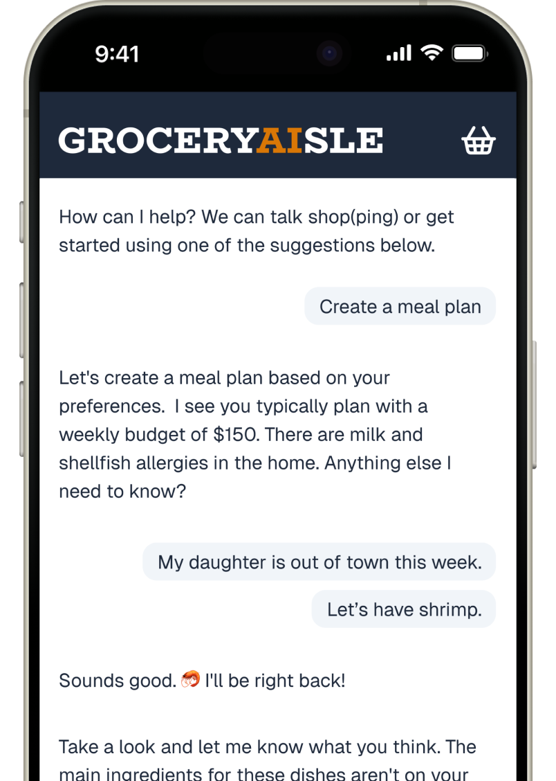 SmartMeals meal planning interface