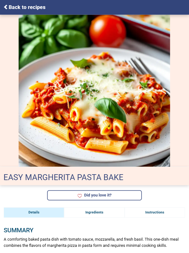 SmartMeals tablet experience